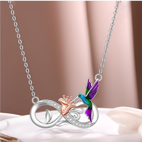 18k Infinity Hummingbird Diamond Necklace Angels are Near - Picture 3 of 5